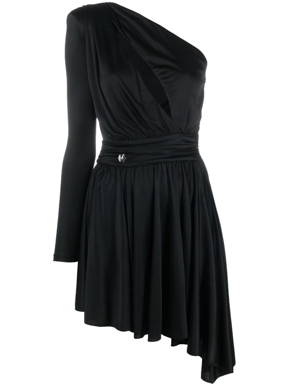 Pleated one-shoulder dress - Yellow