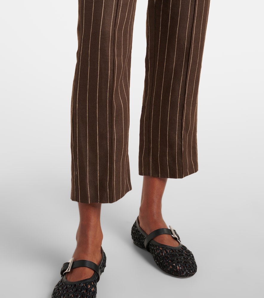 Thea pinstripe high-rise linen pants