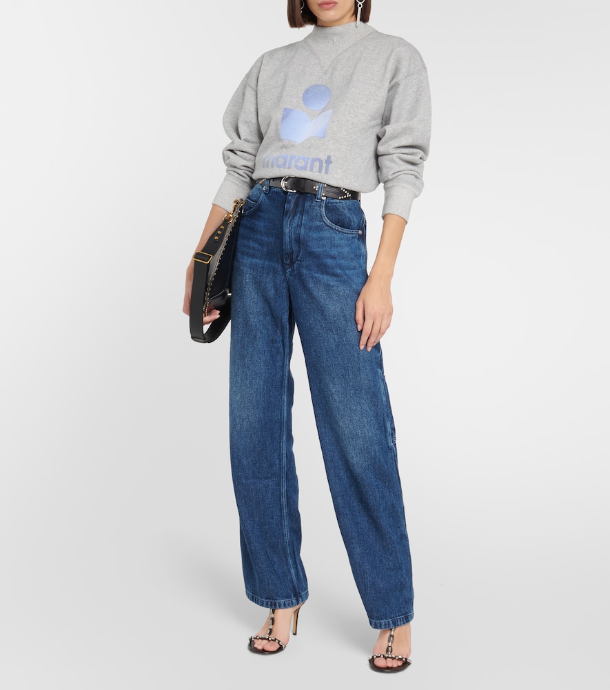 High-rise denim cargo pants