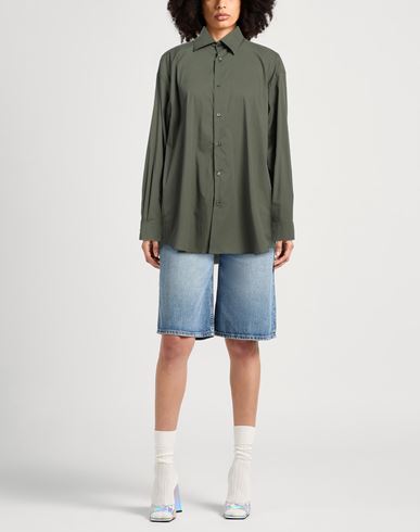 Woman Shirt Military green Size M Cotton, Nylon, Elastane