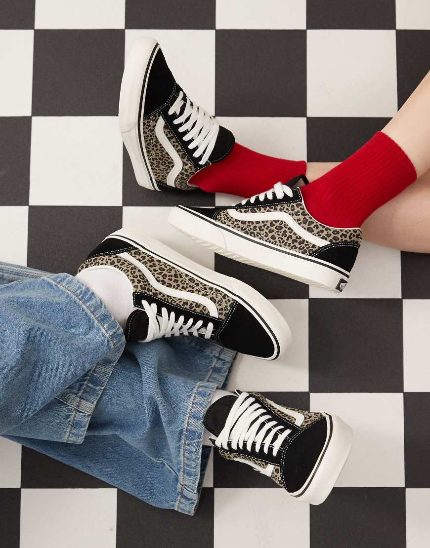 Vans Old Skool trainers in black leopard print