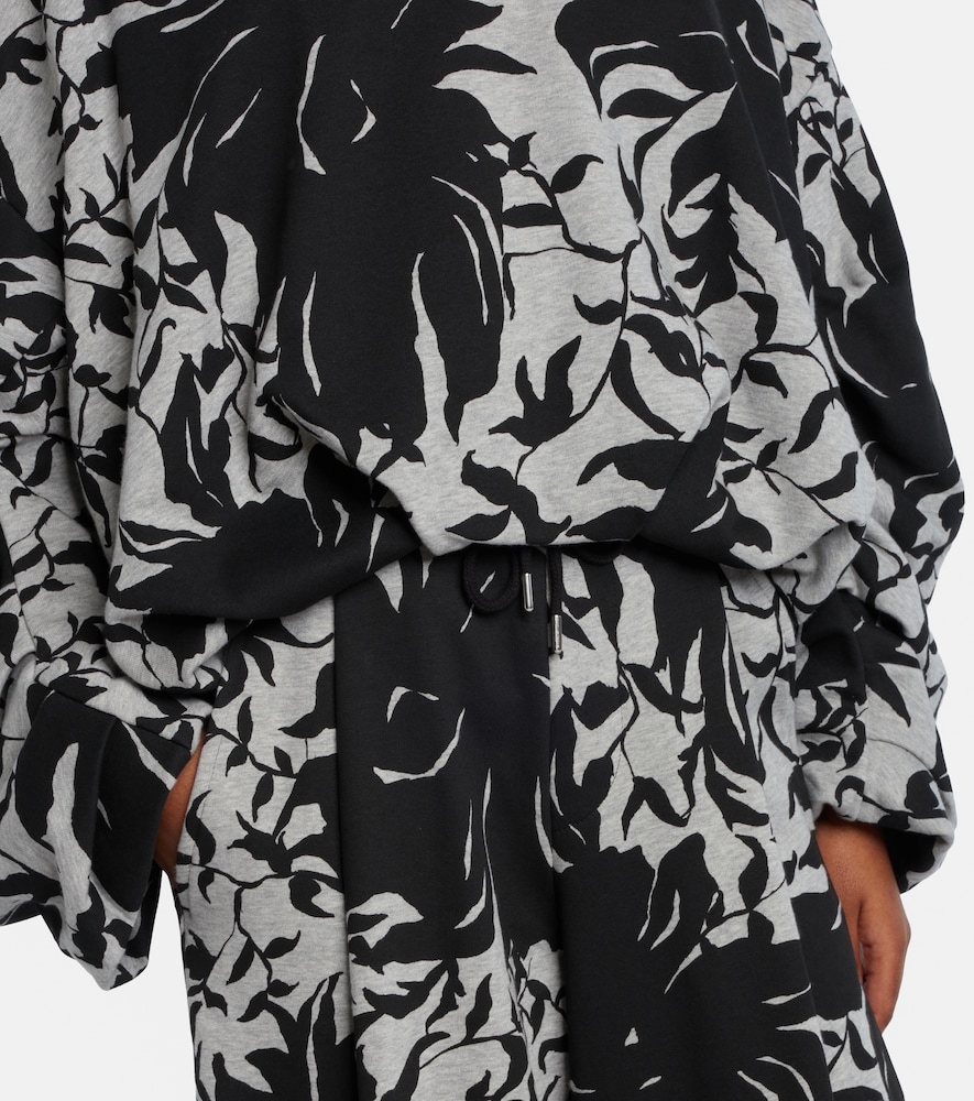 Draped floral cotton jersey sweatshirt
