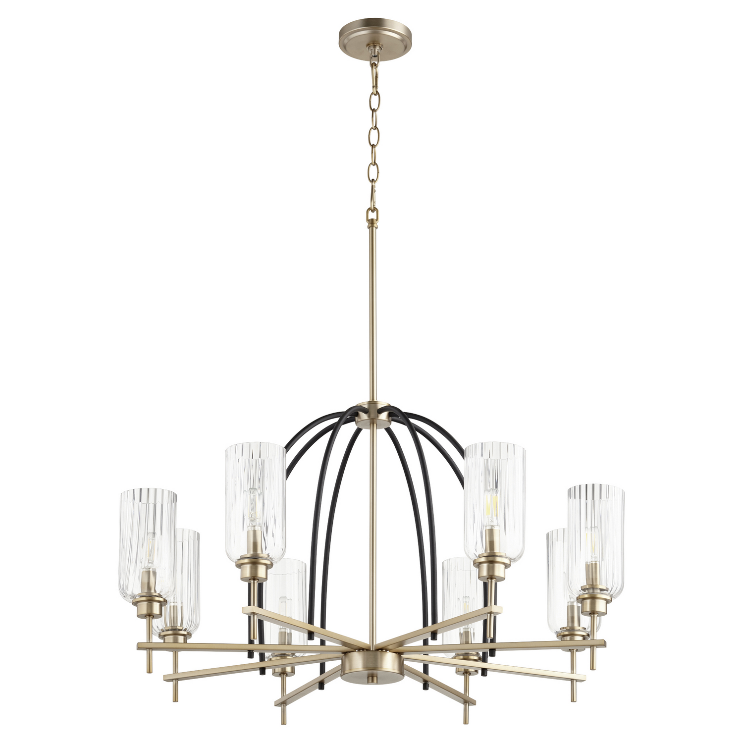 Espy 8-Light Chandelier in Textured Black w with Aged Bra