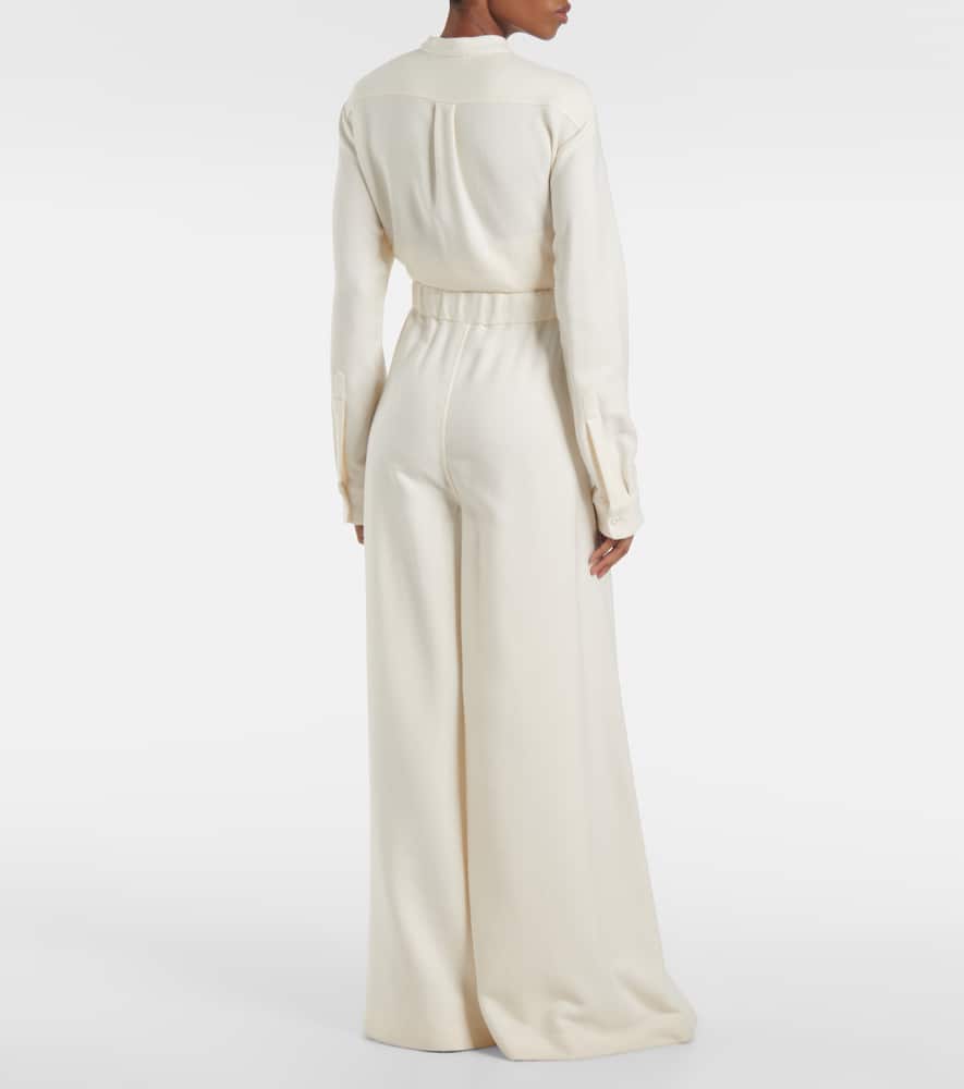 Gelos wool and silk jacquard palazzo pants
