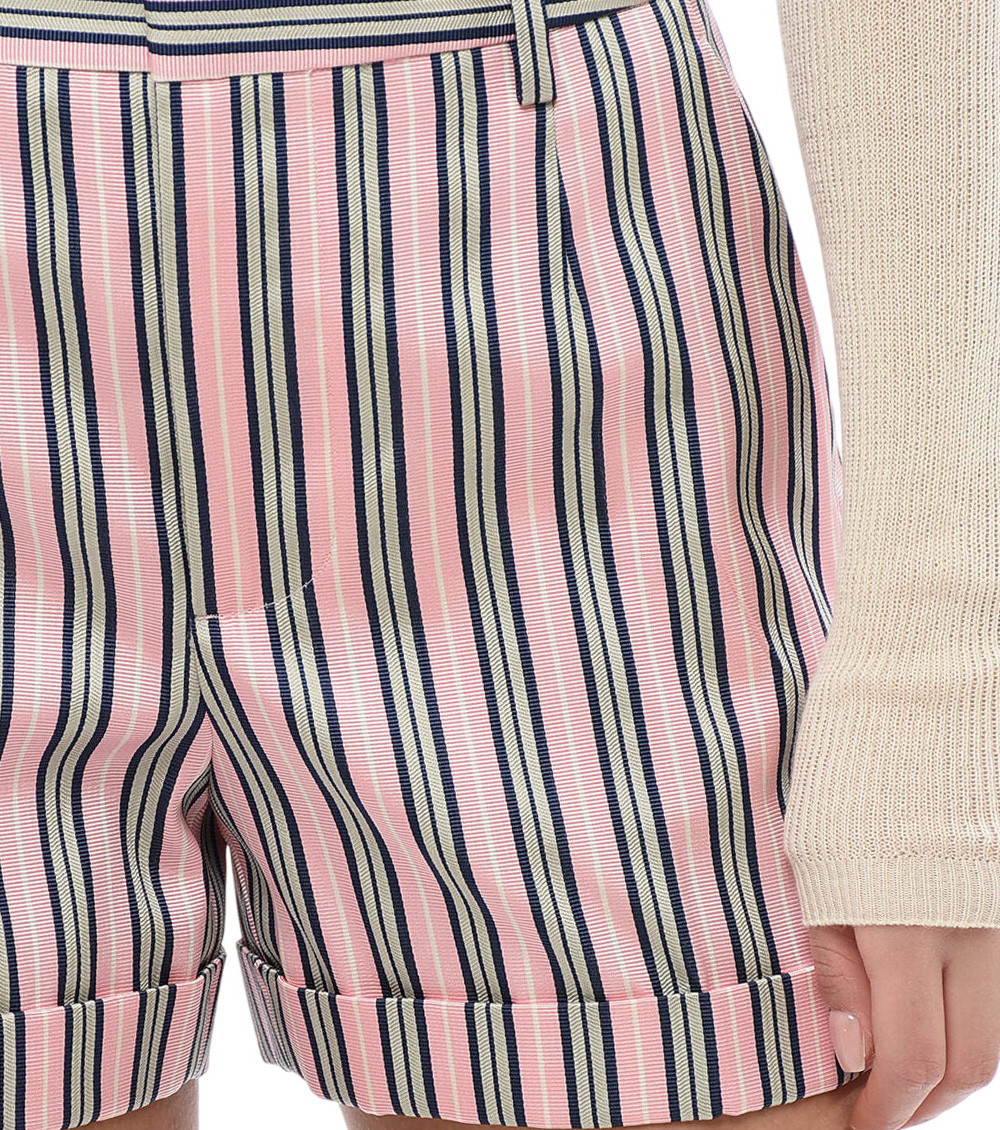 Preppy Boston Striped Cotton Blend Short