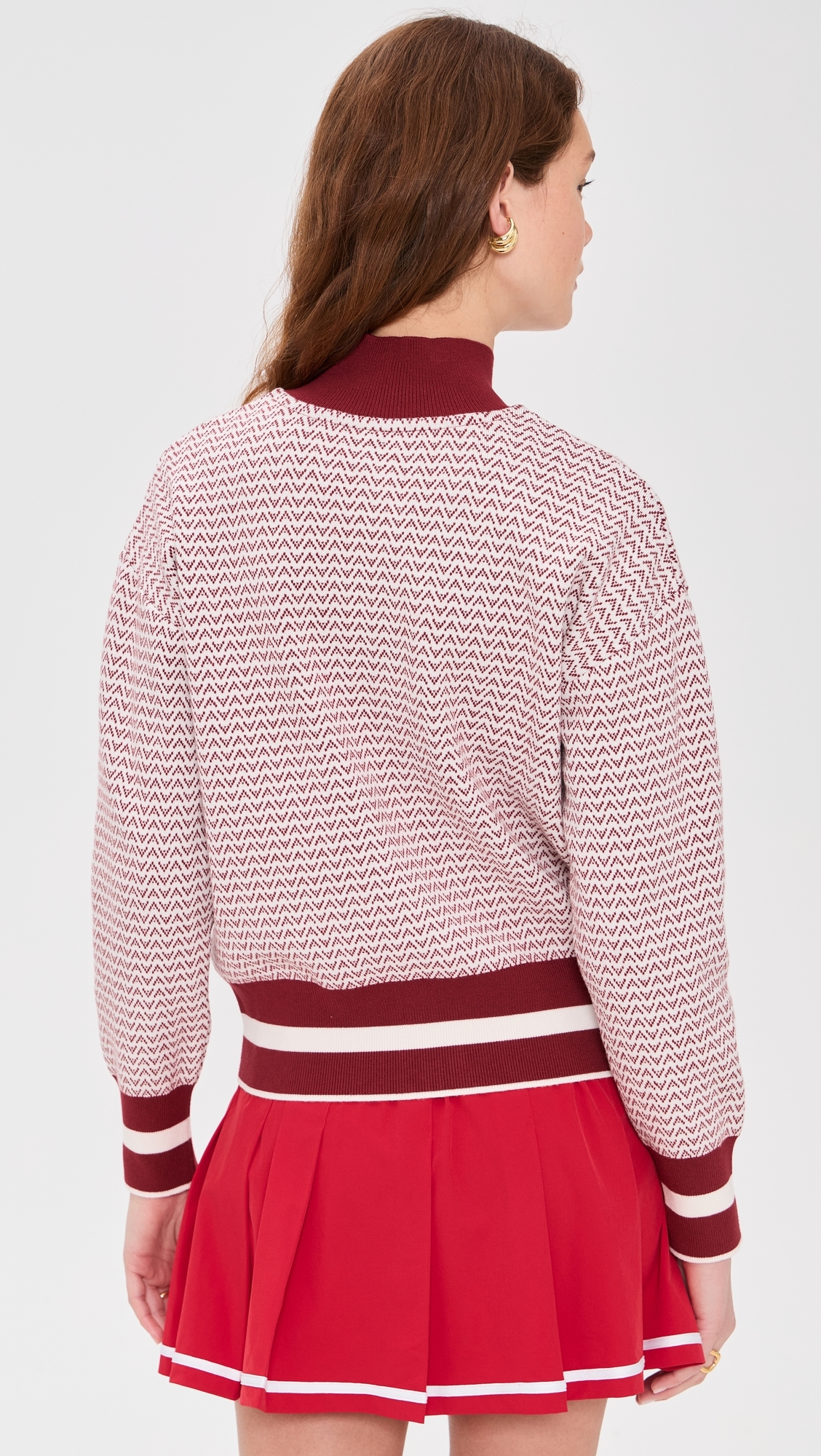 Varley Walter Knit Jacket Red Dahlia/White