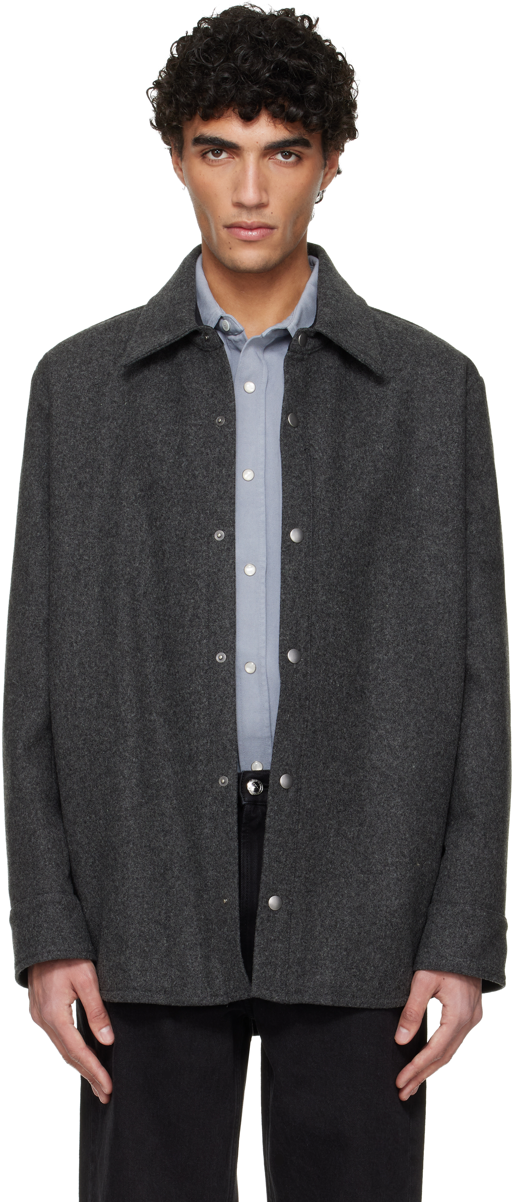 Gray Snap Closure Jacket