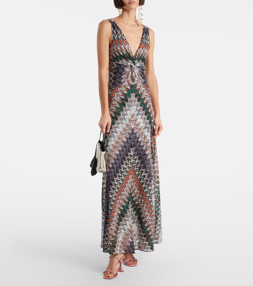 Zigzag lamé maxi dress