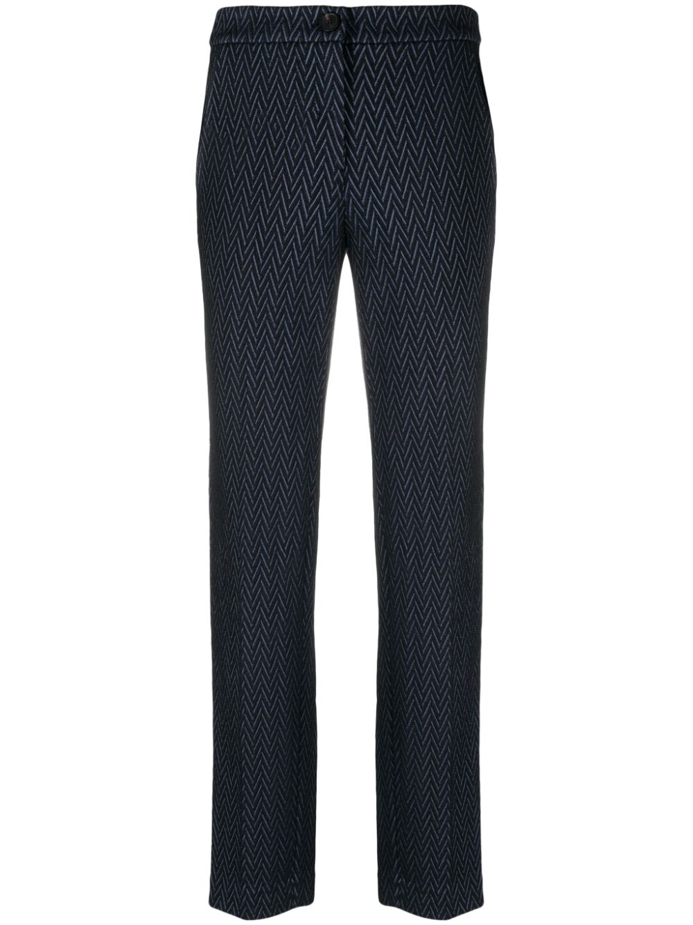 Chevron-jacquard cropped trousers - Blue