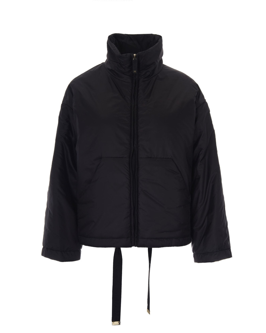 Black Solid Mock Collar Jacket