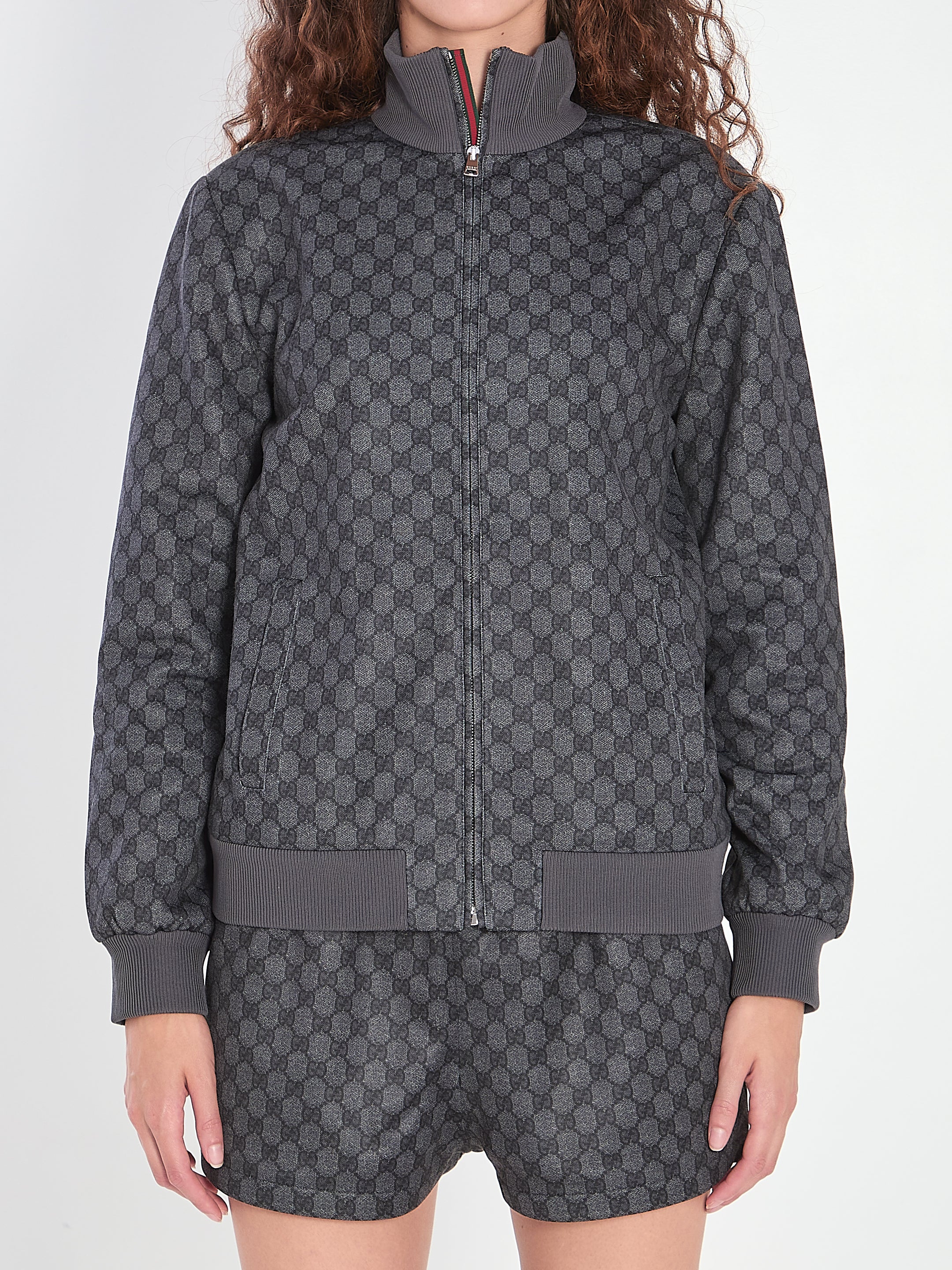 Printed Technical Jersey Zip Sweatshirt