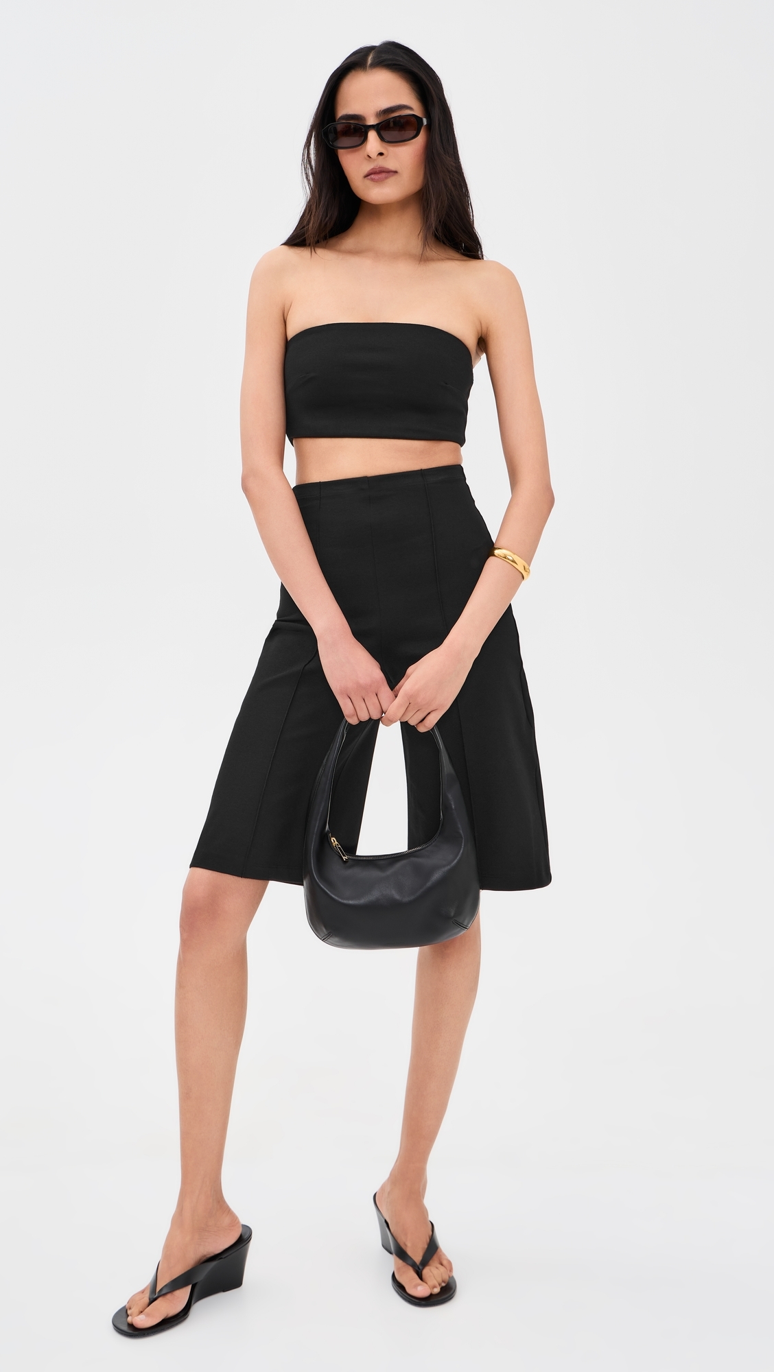 Ponte Knit Bandeau Top Black