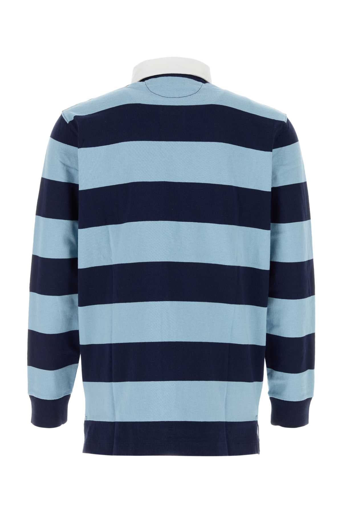 Men's Long Sleeve Rugby Shirt in Powder Blue/Newport Navy
