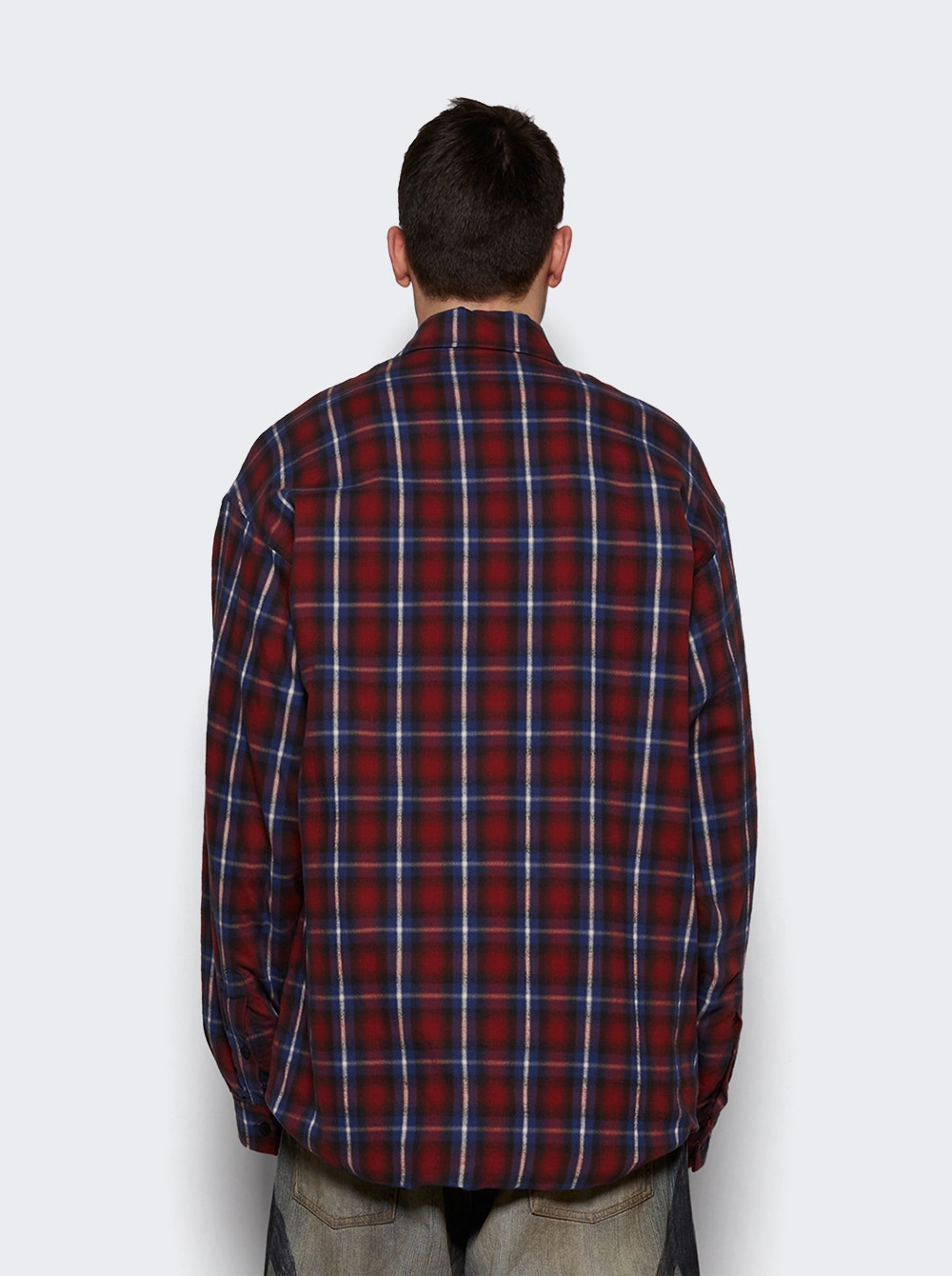 Check-print lined shirt - Red
