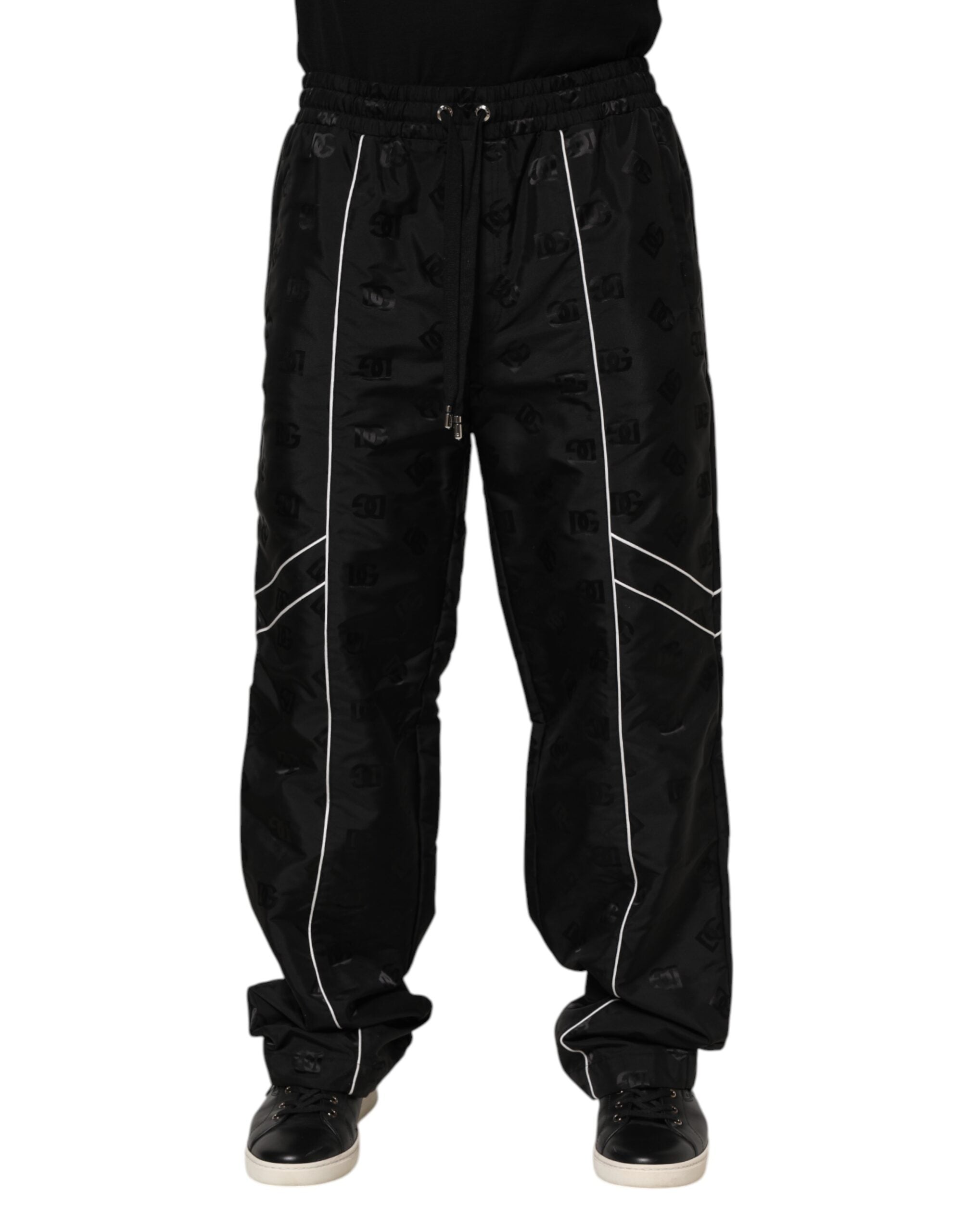 Cotton-Silk Blend Joggers — Black