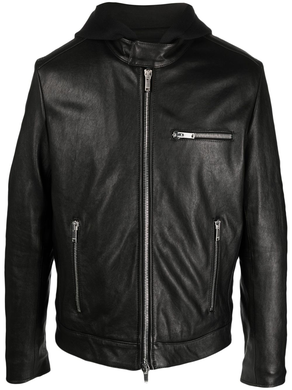 Zip-up leather jacket - Black