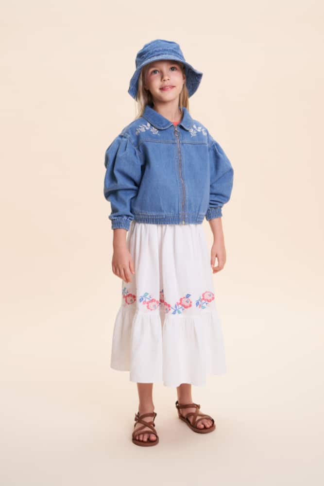 C'era Una Volta Jacky embroidered denim bomber jacket