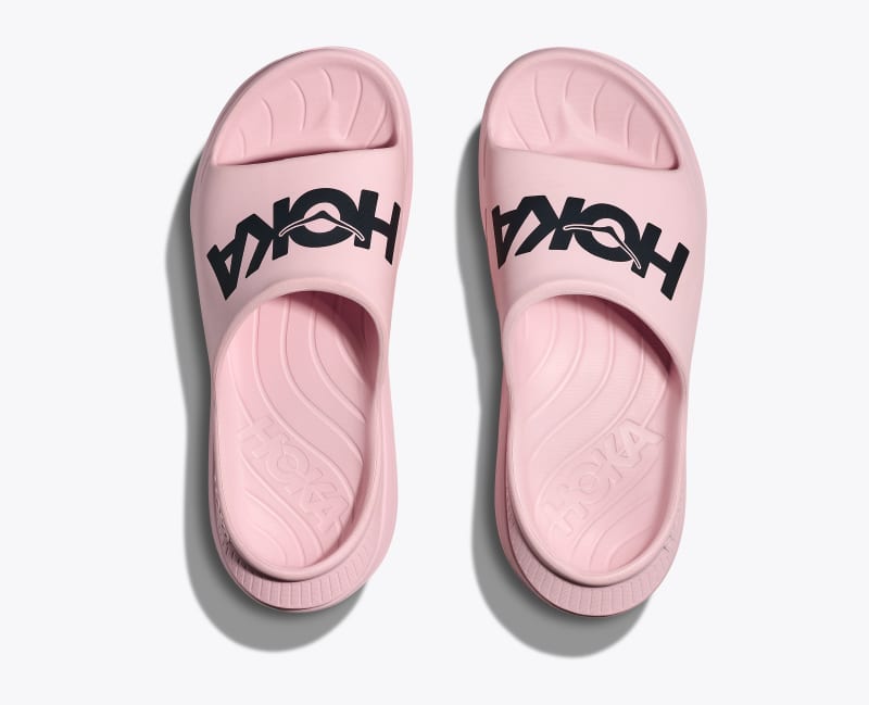 HOKA Ora Athletic Slide Shoes in Carnation/Black