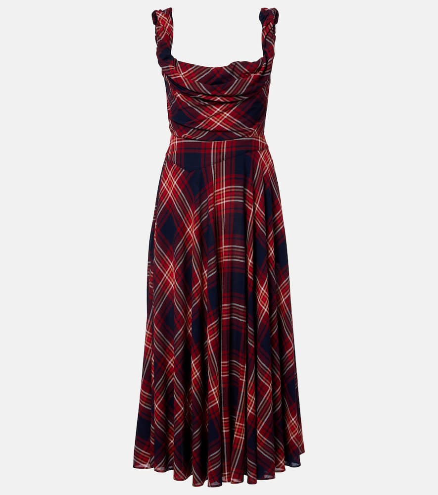 Chichi draped plaid midi dress