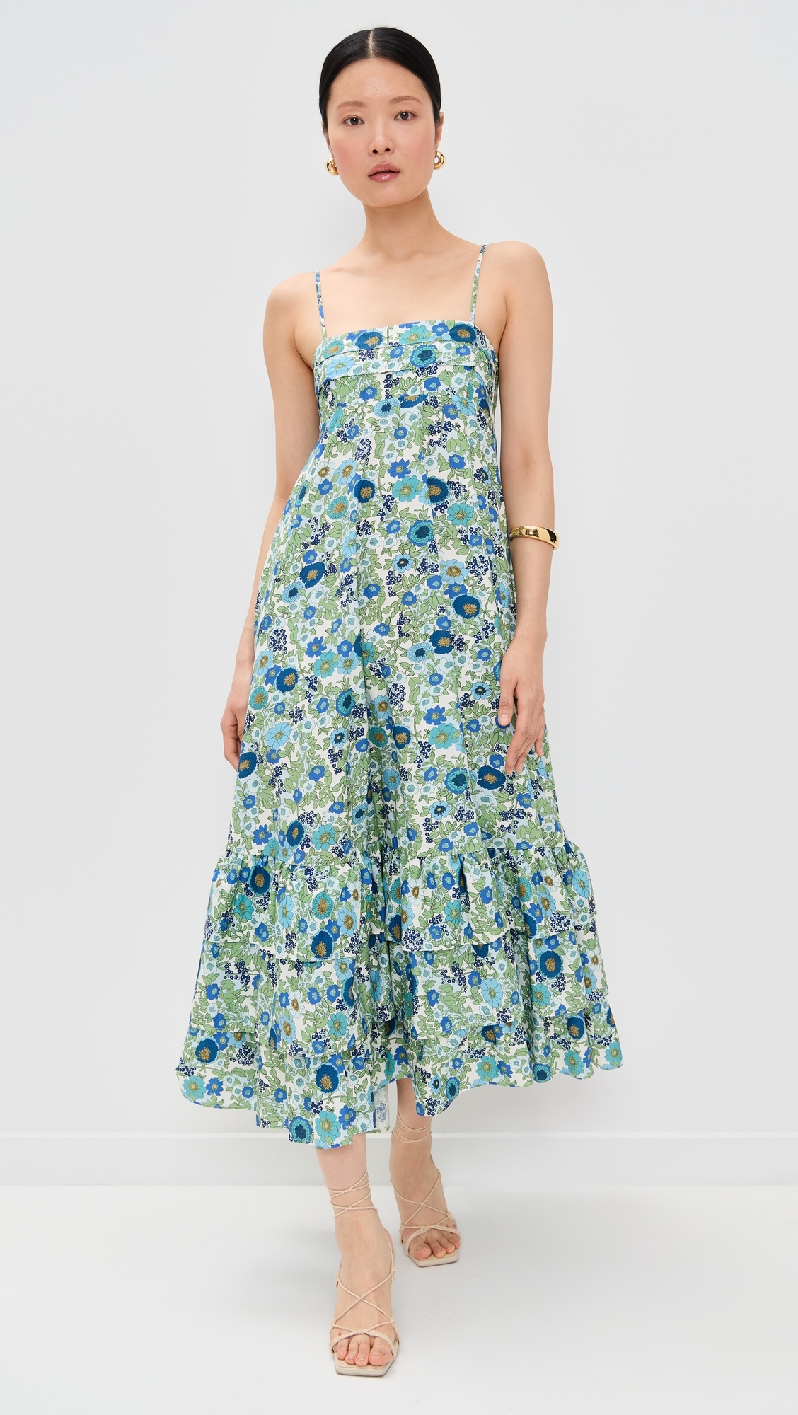 ALÉMAIS Pam Tiered Midi Dress Blue