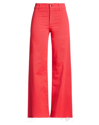 Woman Pants Red Size 12 Cotton, Elastane