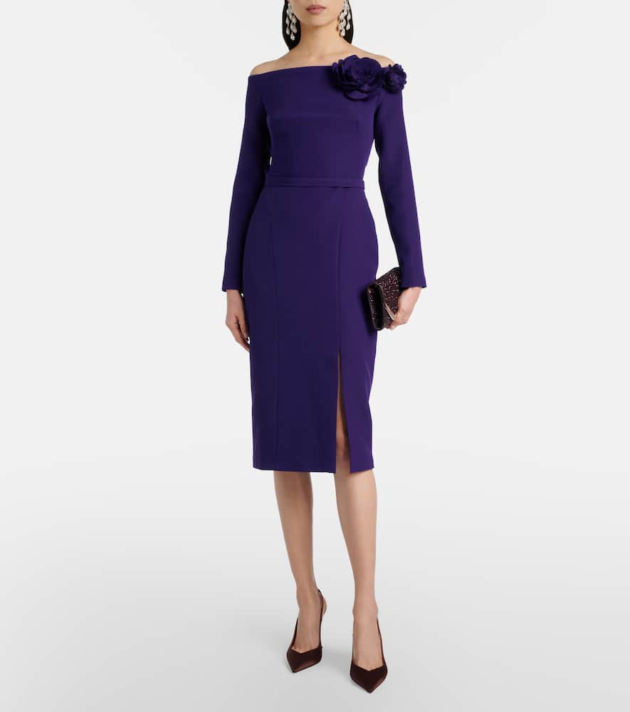 Jay floral-appliqué crêpe midi dress