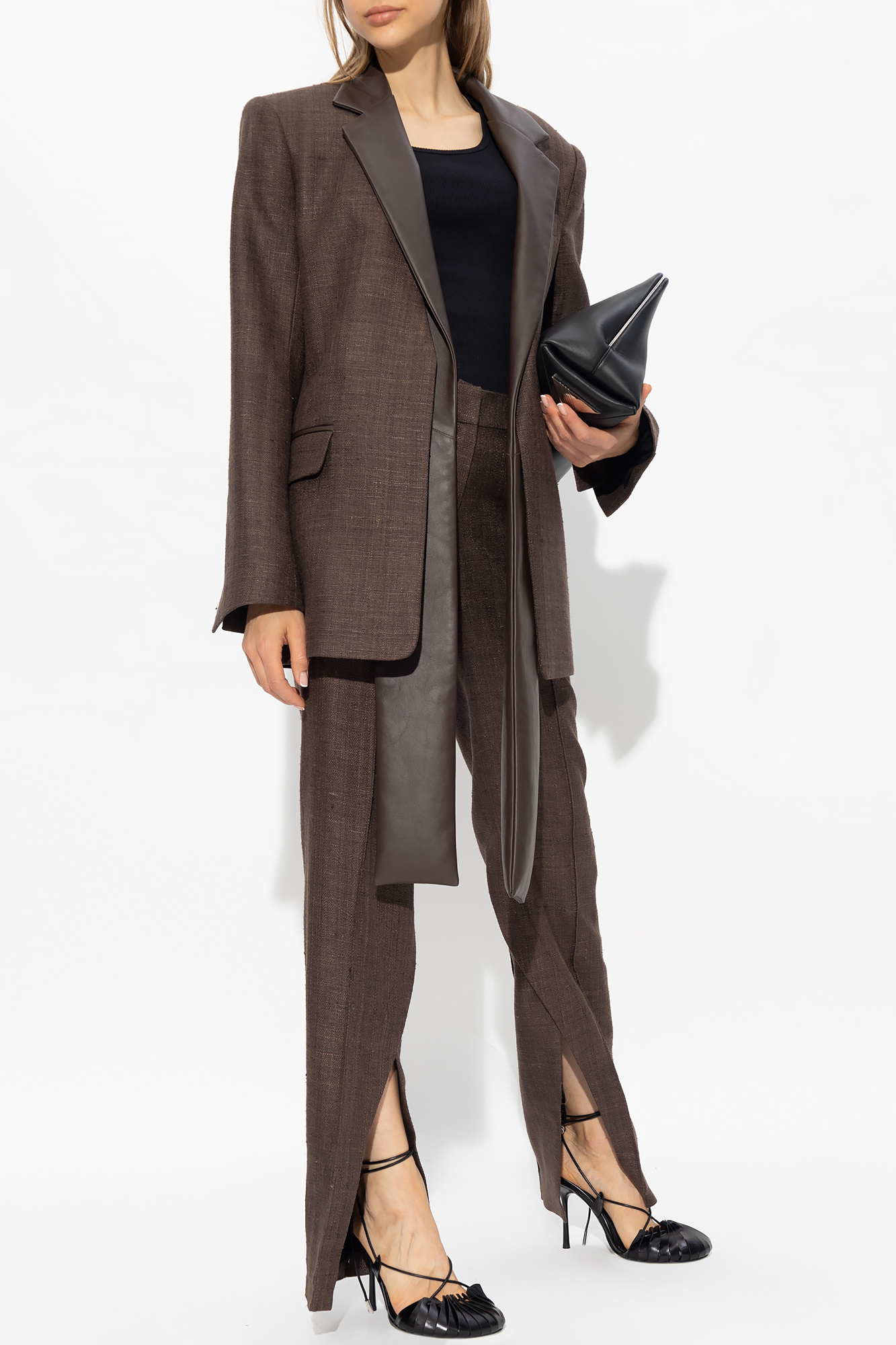 ‘Newport’ Silk Pleat-front Trousers, Women's, Brown