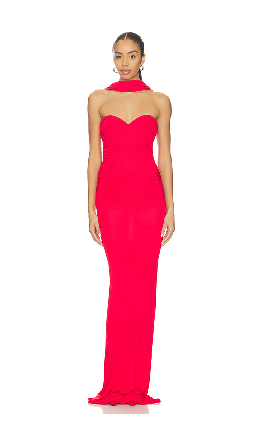 The New Arrivals by Ilkyaz Ozel Samsara Jersey Maxi Dress in Firedance. 34/2 also /4