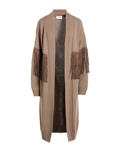 Woman Cardigan Taupe Size 10 Wool, Cashmere