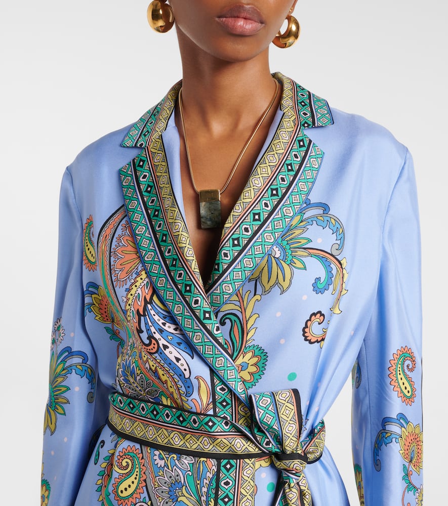 Paisley silk twill wrap blazer