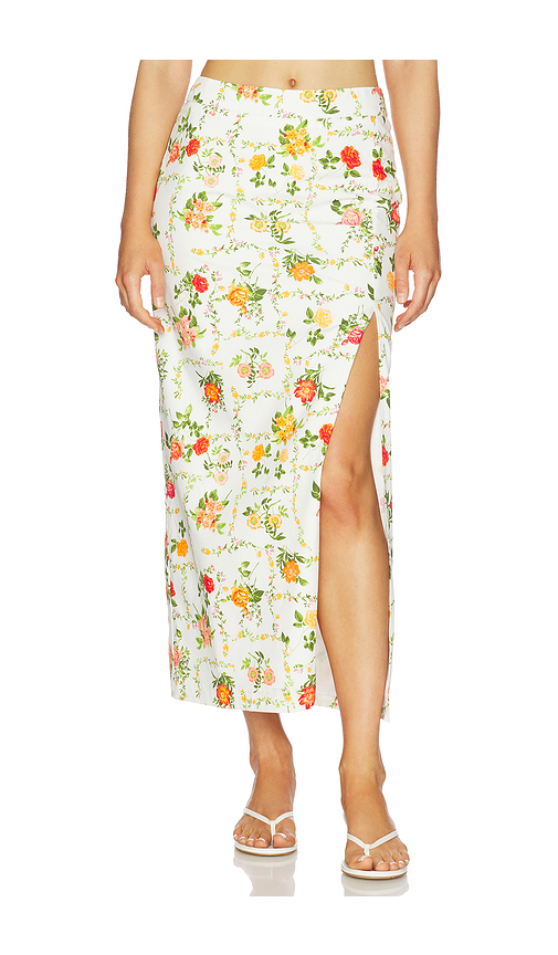 Line & Dot Anisa Skirt in White,Orange. L. Also in S