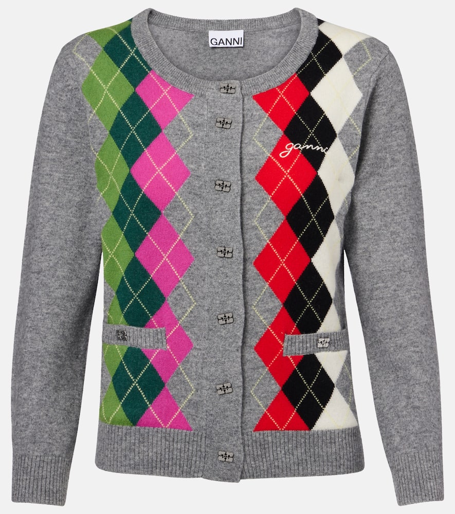 Ganni Argyle wool and cashmere cardigan