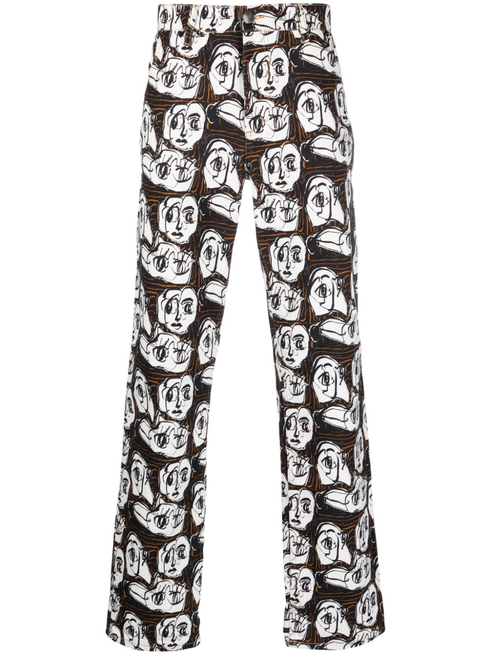 Graphic-print cotton trousers - White