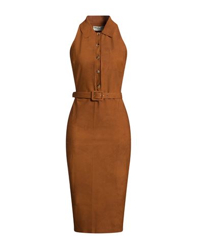 Woman Midi dress Brown Size 6 Polyamide, Elastane