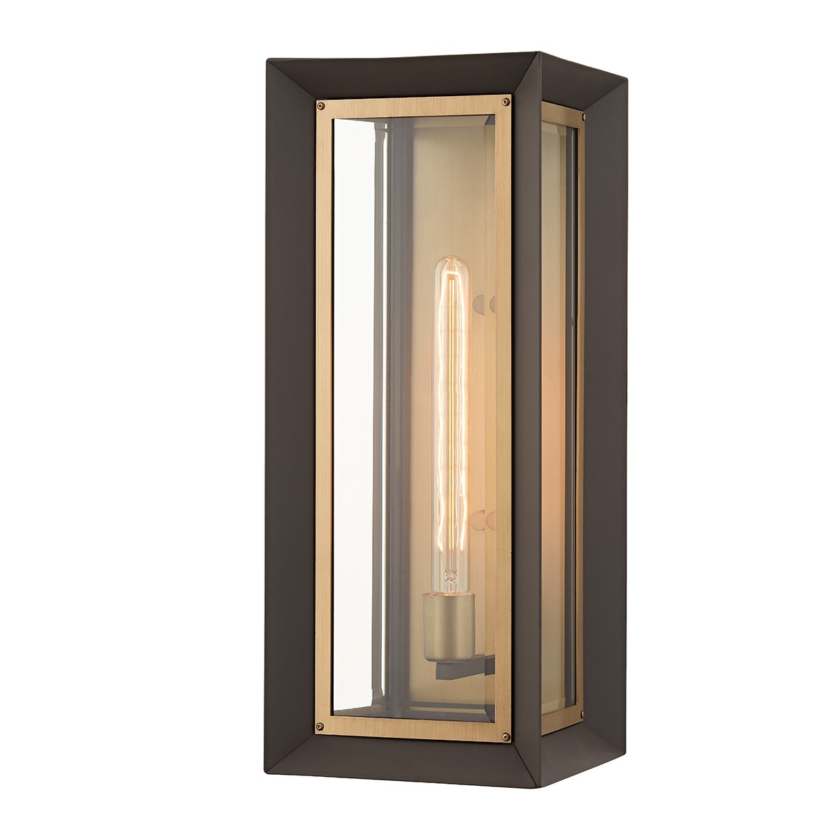 Textured Bronze Patina Brass One Light Outdoor Wall Sconce from the Lowry Collection