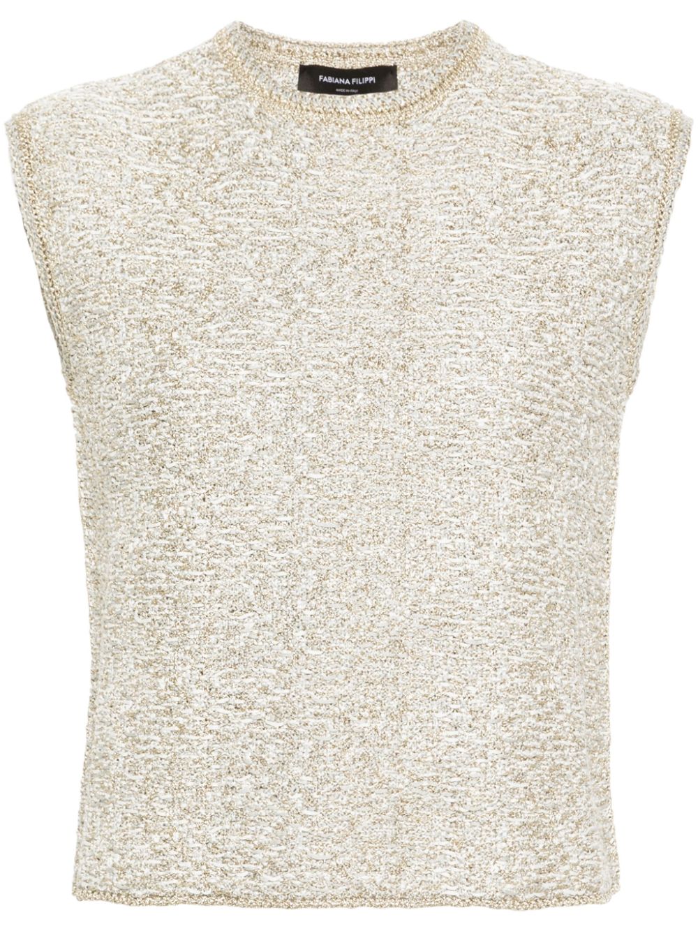 Lurex-detail bouclé top - Grey