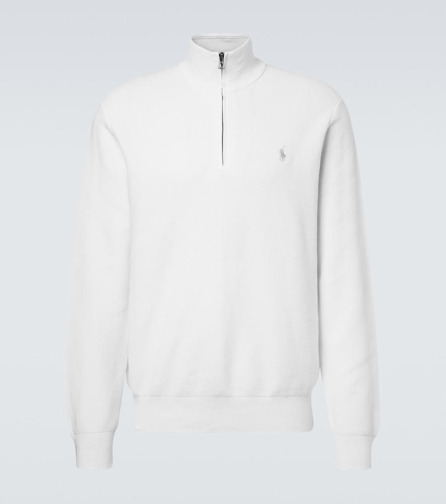 Logo cotton half-zip sweater