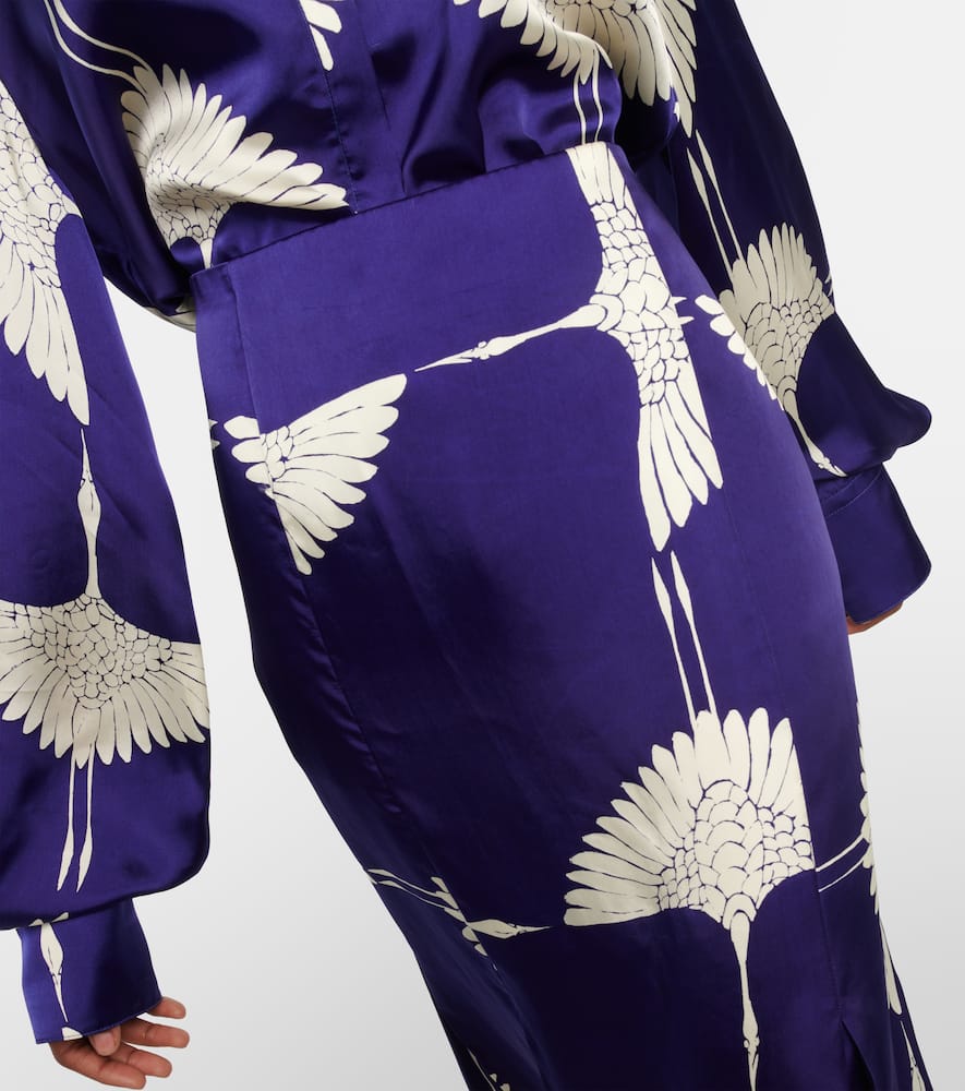 Levy printed twill midi skirt