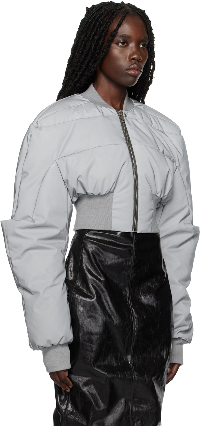 Gray Girder Cropped Down Bomber Jacket