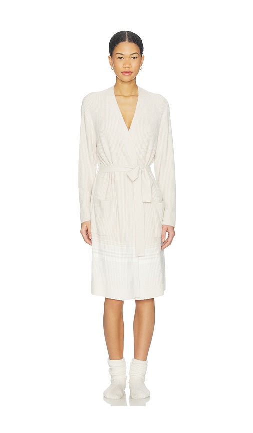 Barefoot Dreams Variegated Stripe Ribbed Robe in Beige. - L/XL also in