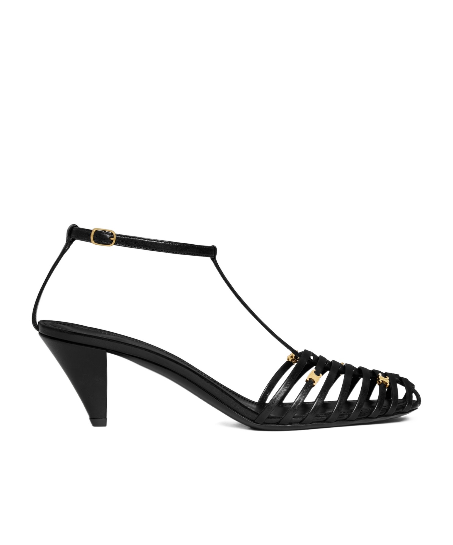 CAGE HEELED SANDAL IN GOATSKIN