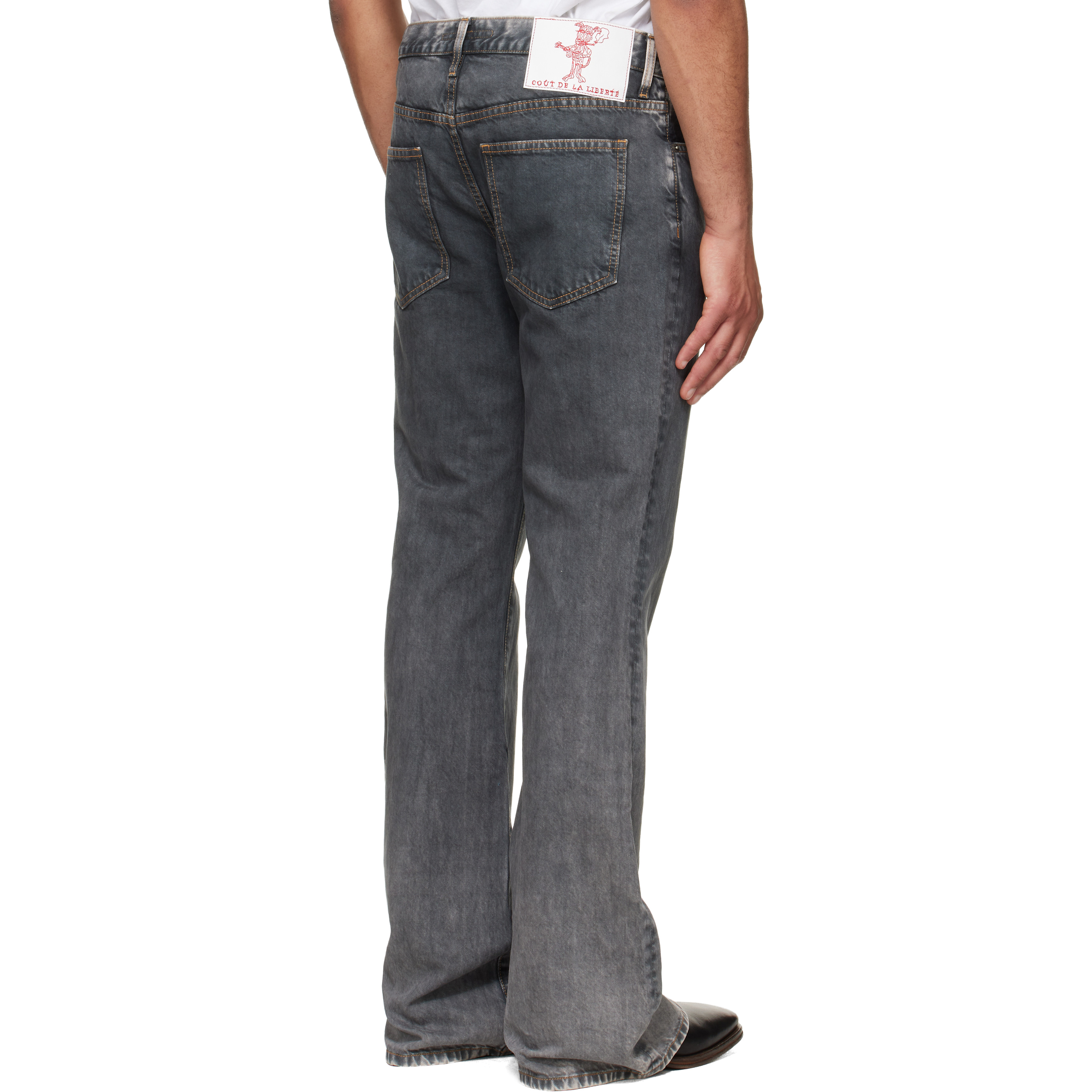 Black Jimmy Ecru Twill Flare Jeans