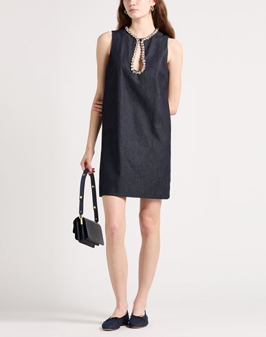 Woman Mini dress Blue Size 10 Cotton