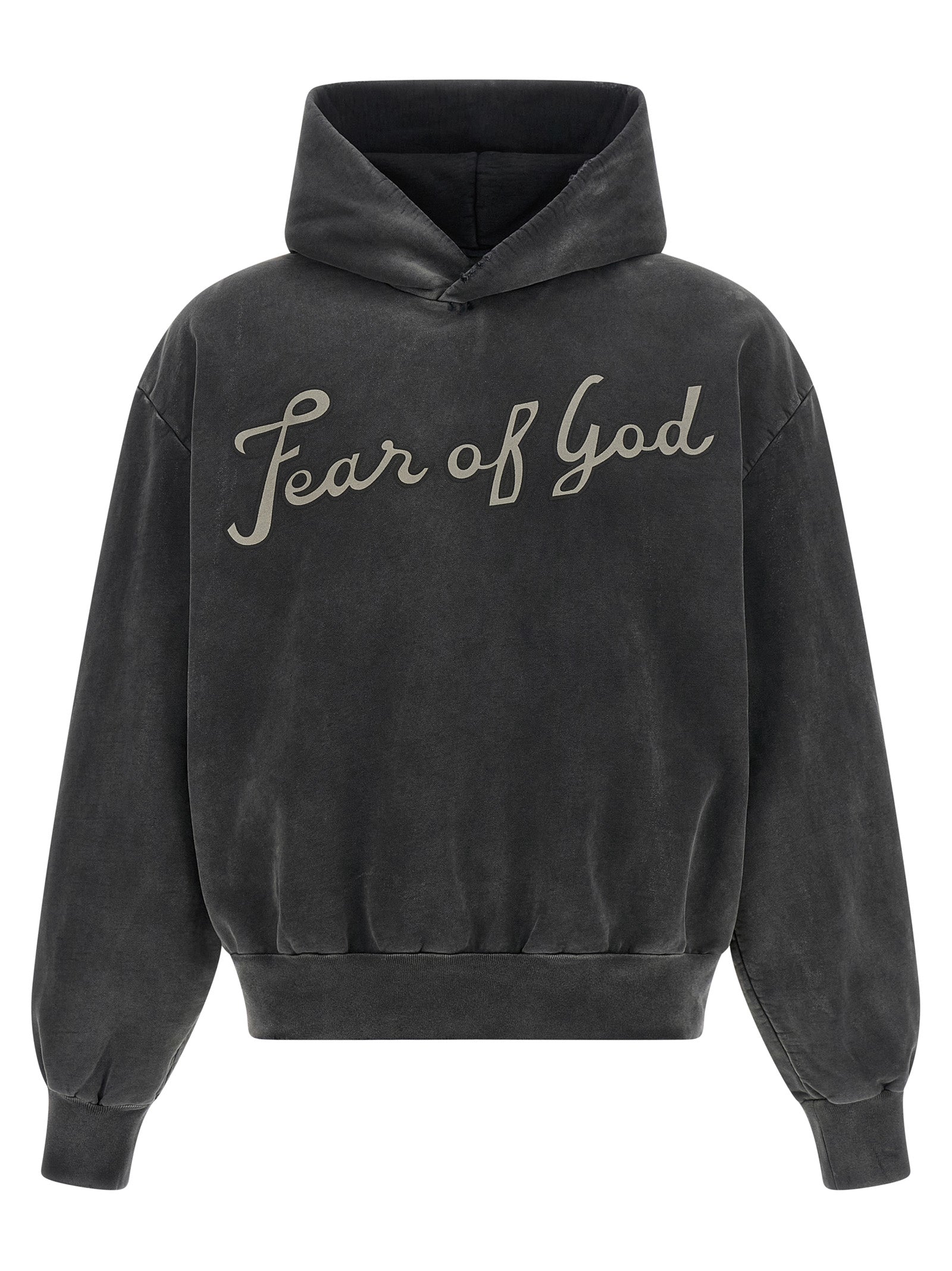 Cotton Fleece Logo Hoodie — Black