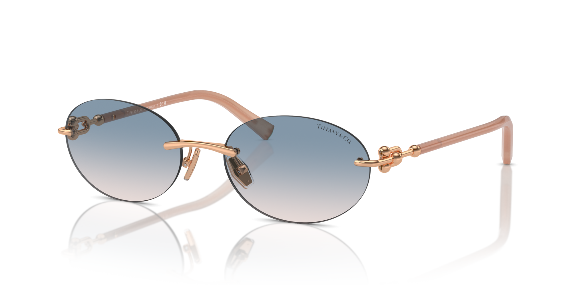 Tiffany Woman Tiffany TF3104D 621716 Sunglasses Metal Gold Brown Round Normal Shaded