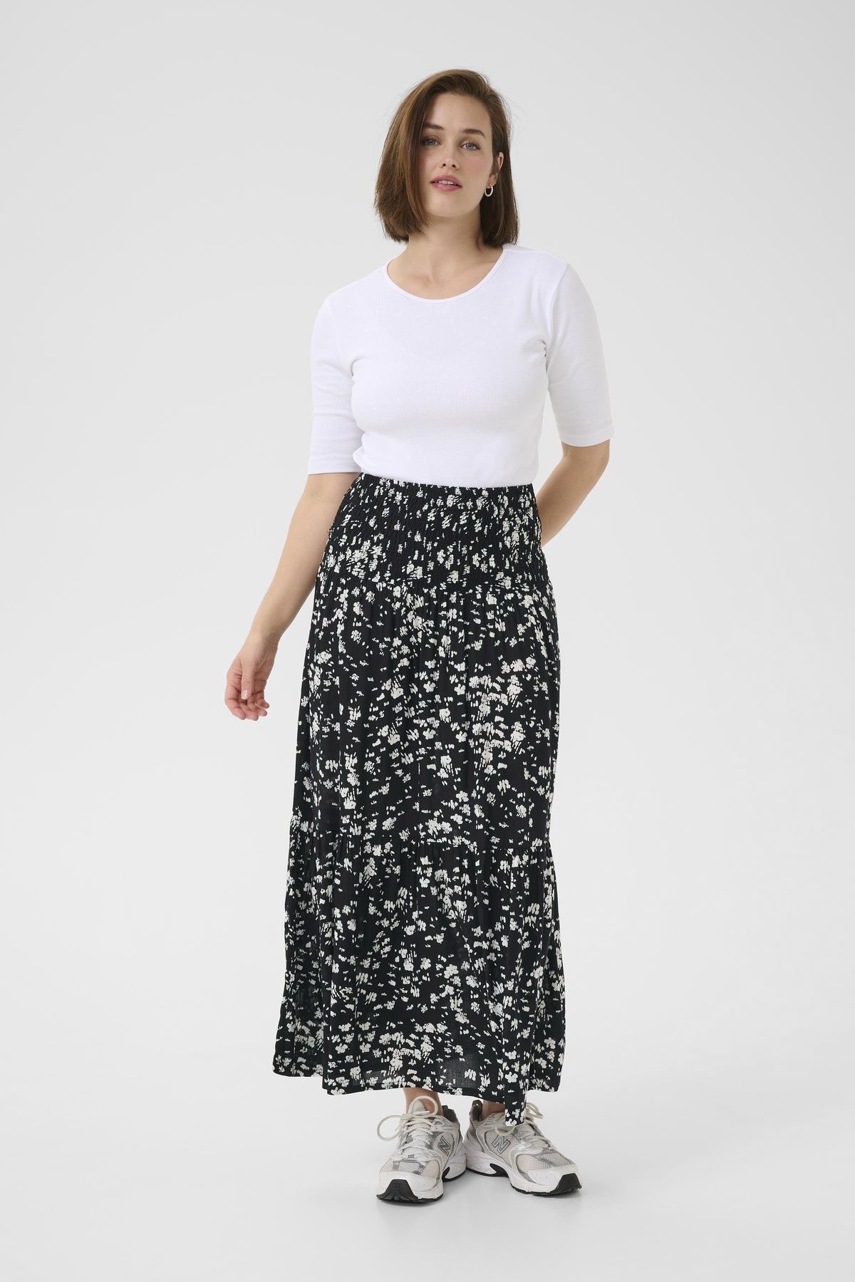 Kaffe Kabeathe Graphic Printed Midi Skirt In Jet Black