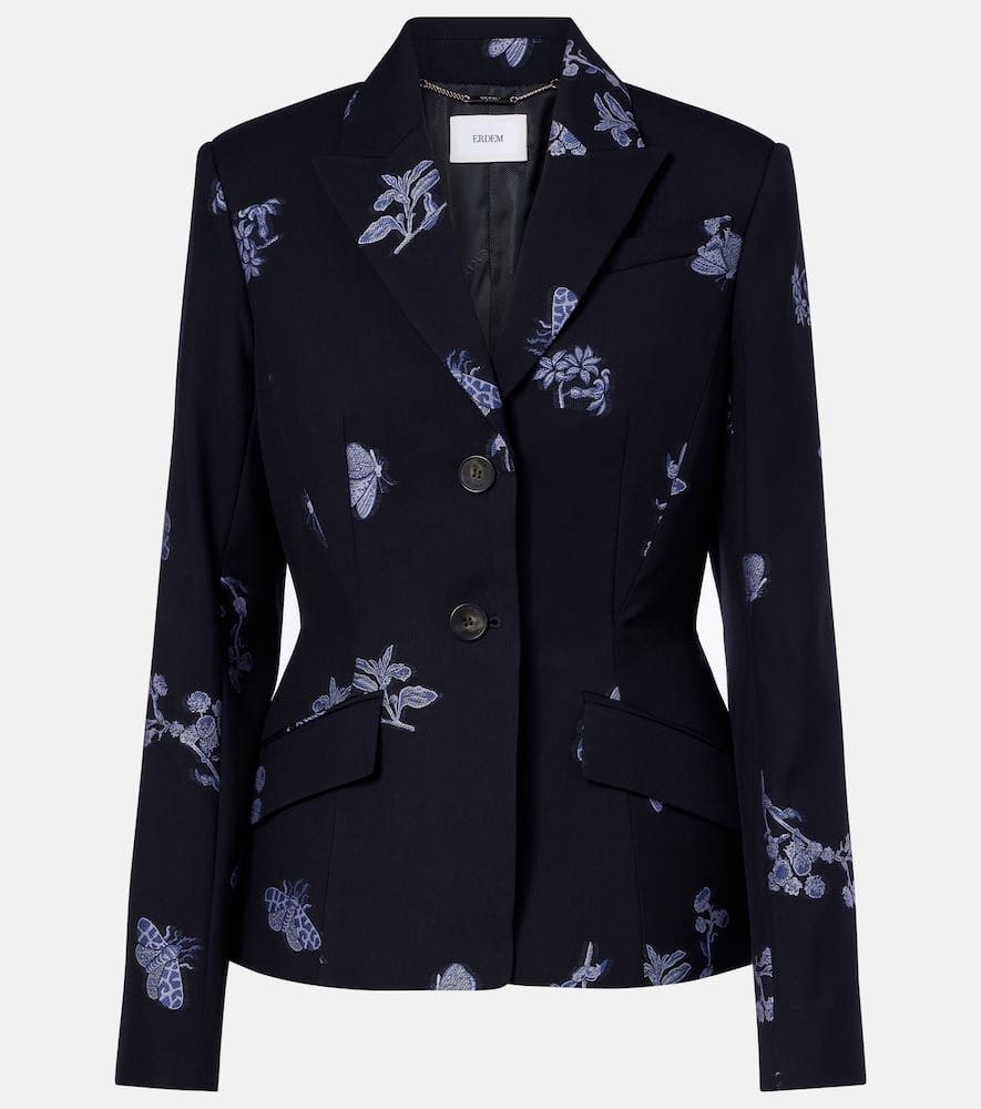 Wool and cotton jacquard blazer