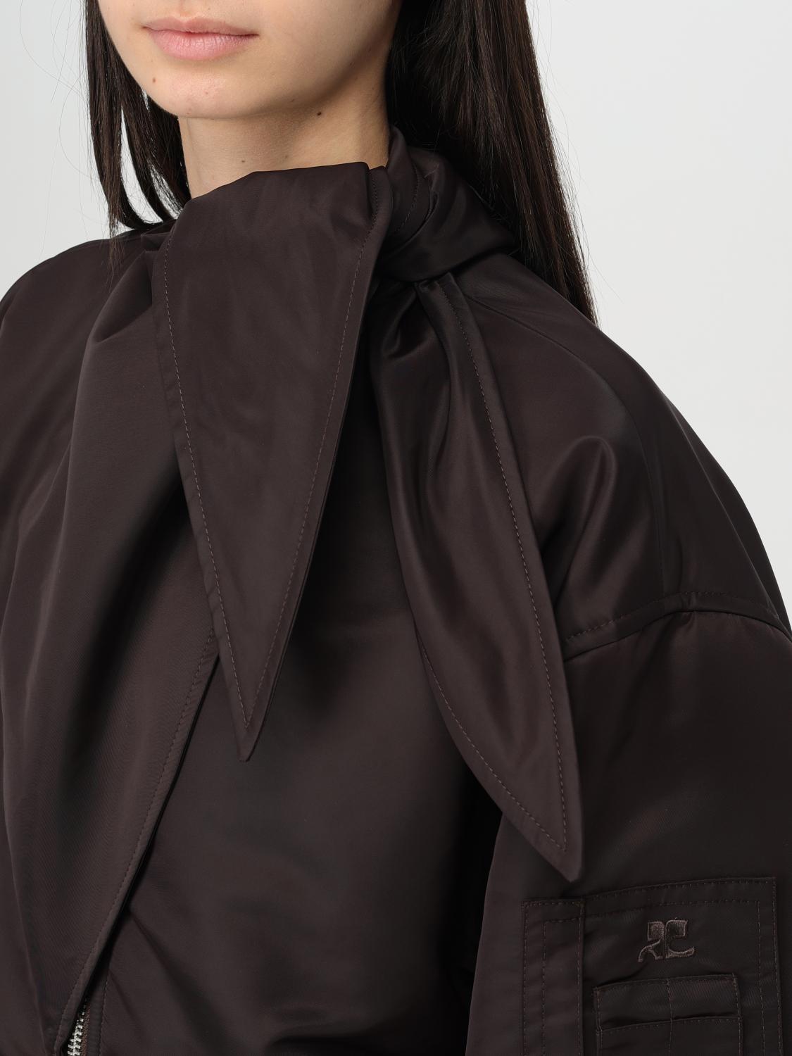 Bow-collar bomber jacket - Brown