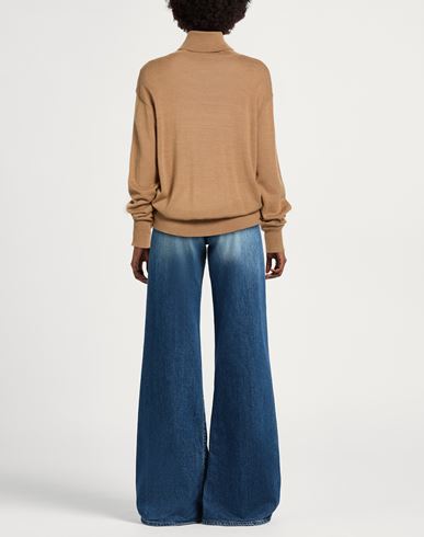 Woman Turtleneck Sand Size 4 Merino Wool, Acrylic