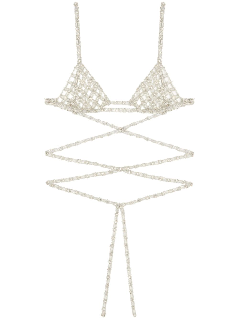 Lace-up triangle bra - Silver